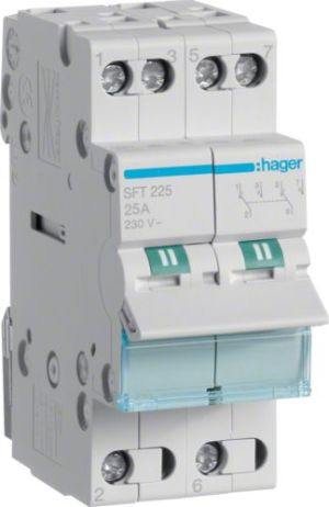 Hager Przełącznik modułowy I-0-II 25A 2P (SFT225) 1