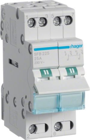 Hager Przełącznik modułowy 1-0-2 25A 2P (SFB225) 1