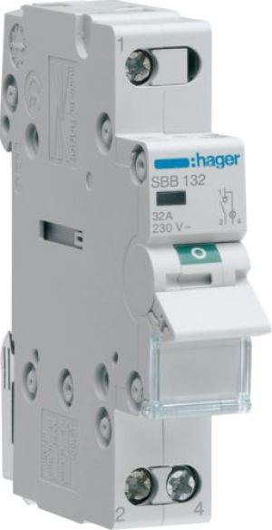 Hager Rozłącznik modułowy z lampką sygnalizacyjną 32A 1P (SBB132) 1