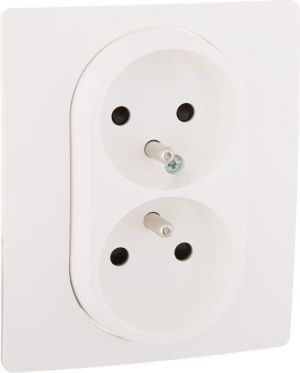 Legrand Gniazdo podwójne z/u kompaktowe 16 A 250V z przesłonami białe (764541) 2