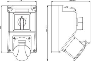 Spamel Zestaw instalacyjny z gniazdem 32A 5P+2P+Z L-0-P czerwony (ZI05R461) 2