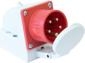 PCE Wtyczka odbiornikowa z klapką 16A 4P 400V czerwona IP44 (514-6d) 1