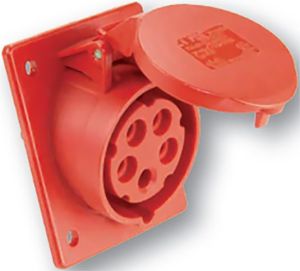 PCE Gniazdo tablicowe skośne 16A 5P 400V czerwone IP44 z puszką (415-6p) 1