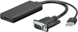 Adapter AV Goobay D-Sub (VGA) - HDMI + USB-A czarny (67816) 1