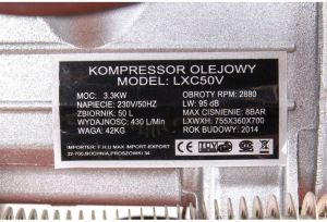 Sprężarka LEX 8bar 50L (LXC50V) 7
