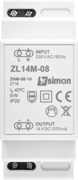 Kontakt-Simon Zasilacz LED modułowy 14V DC 8W ZL14M-08 (WZ-L14M-08xxx-xxxx) 1