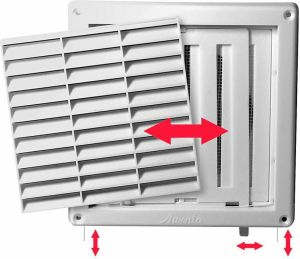AWENTA Kratka wentylacyjna biała z żaluzją i siatką 130 x 130mm średnica 125mm (T34) 3