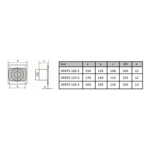 Vents Wentylator osiowy fi 100 230V 5,6W 78m3/h 26dB cichy łożyska kulowe standard (100SILENTA-SL) 2