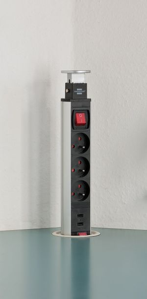Brennenstuhl Przedłużacz biurkowy Tower-Power 3 gniazda + 2 x USB z wyłącznikiem 2m (1396201013) 4
