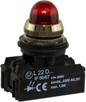 Promet Lampka sygnalizacyjna 22mm czerwona 24 - 230V AC / DC (W0-LDU1-L22GD C) 1