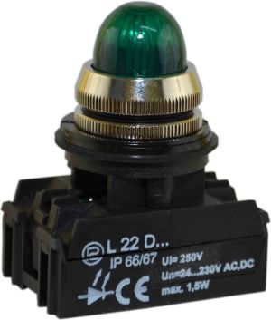 Promet Lampka sygnalizacyjna 22mm zielona 24 - 230V AC / DC (W0-LDU1-L22GD Z) 1