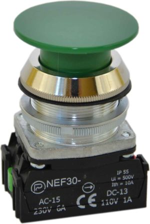 Promet Przycisk sterowniczy 30mm zielony z samopowrotem 1Z 1R (W0-NEF30-D XY Z) 1