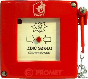 Promet Przycisk ppoż. natynkowy 1Z 1R czerwony z młotkiem bez sygnalizacji IP55 (W0-ROP-AM0K XY) 1