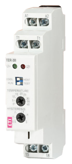 Eti-Polam Termostat analogowy 0-40 stopni 1P 16A 24-230V AC/DC 1
