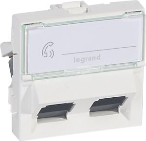 Legrand MOSAIC Gniazdo komputerowe podwójne RJ45 kat.6 UTP 2M 45st białe (076504) 1
