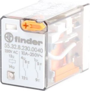 Finder Przekaźnik miniaturowy 2P 10A 230V AC przycisk testujący mechaniczny wskaźnik zadziałania (55.32.8.230.0040) 1