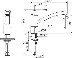 Bateria kuchenna Oras Saga stojąca chrom (3930F) 2