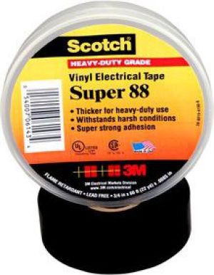 3M Taśma izolacyjna 19 x 20m czarna PVC Scotch Super 88 (80611615081) 1