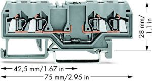 Wago Złączka szynowa 4-przewodowa z diodą 1N4007 2,5mm2 szara (280-815/281-410) 2
