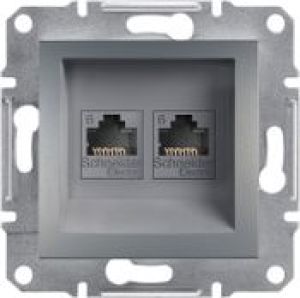 Schneider Electric Gniazdo komputerowe Asfora 2 x RJ45 kat. 6 UTP bez ramki stal (EPH4800162) 1