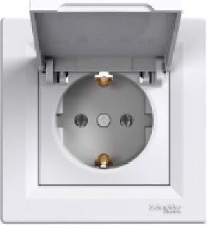 Schneider Electric Gniazdo instalacyjne Asfora pojedyncze z klapką białe (EPH3100121) 1
