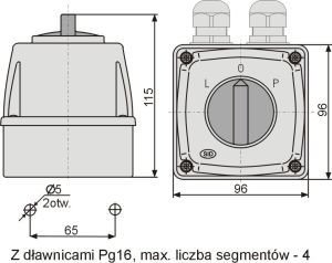 Elektromet Łącznik krzywkowy L-0-P 3P 25A IP44 Łuk E25-43 w obudowie (952542) 2