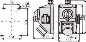 Elektromet Zestaw C32-18.1N rozłącznik 0-1 + wtyk 32A IP44 (974023) 2