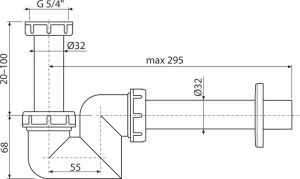 Syfon Alca plast rurowy 5/4" DN32 biały (A45F) 2
