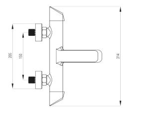 Bateria wannowa Deante Arnika ścienne chrom (BQA 010M) 6