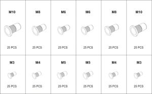 Yato Zestaw nitonakrętek stalowych i aluminiowych M3 - M10 300szt. (YT-36480) 3