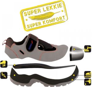 Dedra Sandały bezpieczne D2 nubuk bardzo lekkie rozmiar 40 (BH9D2-40) 2