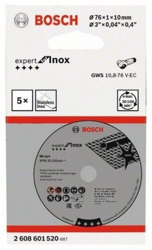 Bosch Tarcza tnąca Expert for Inox 76x1x10mm 5szt (2.608.601.520) 2