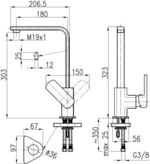 Bateria kuchenna KFA Korund stojąca chrom (4003-615-00) 2