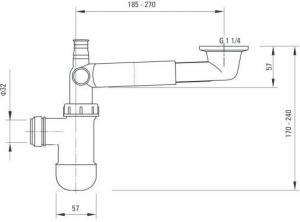 Syfon Deante butelkowy Space Sever 5/4" DN32 oszczędzający miejsce z przedłużką biały (NHC 633K) 2