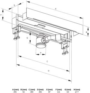 Deante Odpływ liniowy z rusztem ścienny 30cm (KOW 003D) 2