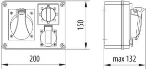 Pawbol Rozdzielnica stacjonarna R-BOX 190 1x16A/5P 2x250V IP44 (B.1602) 3