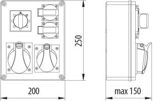 Pawbol Rozdzielnica R-BOX 240 1x32A/5P 1x16A/5P 4x250V IP44 (B.1100-02) 3