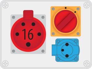 Pawbol Rozdzielnica stacjonarna R-BOX 190 1x16A/5P 1x250V wył. 0/1 IP44 (B.1093W) 2