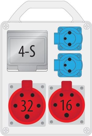 Pawbol Rozdzielnica przenośna R-BOX 240R 4S 1x32A/5P 1x16A/5P 2x250V, puste okno IP44 (B.1701R) 2