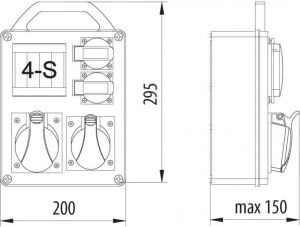 Pawbol Rozdzielnica przenośna R-BOX 240R 4S 1x32A/5P 1x16A/5P 2x250V, puste okno IP44 (B.1701R) 3