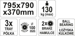 Wózek narzędziowy Yato 3 półki  (YT-55210) 6