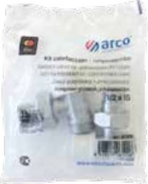 Arco Zestaw Zaworów Kątowych (Zawór Zasilający + Zawór Powrotny Metalowa Nakrętka) 1/2"F Teide Plus (KCM18) 2