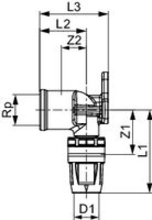 Tece Kolano naścienne z mosiądzu standard 20 mm x 1/2" GW (8620003) 2