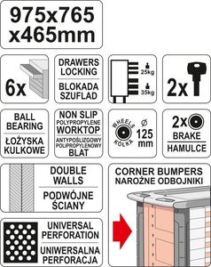 Wózek narzędziowy Yato 6 szuflad  (YT-55299) 2