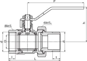 Perfexim Zawór kulowy wodny WZ DN20 ze śrubunkiem rączka wzmocniony PHA-005/R G3/4 WZ PN30 DN20 (00-005-0200-100) 2