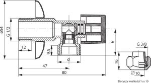 Perfexim Zawór kątowy z motylkiem 1/2"x3/8"  (02-200-1510-000) 2