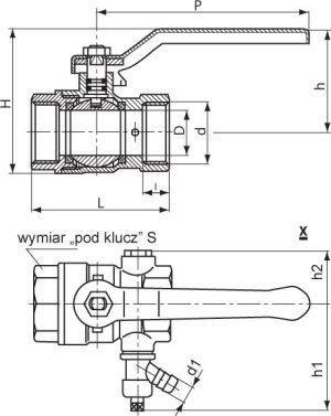 Perfexim Zawór kulowy z zaworem spustowym 1/2" (01-303-0150-000) 2