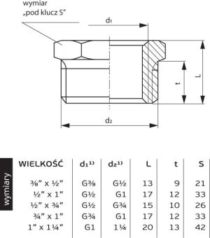 Perfexim Redukcja mosiężna GW - GZ 1 x 1/2" (07-210-1525-000) 2
