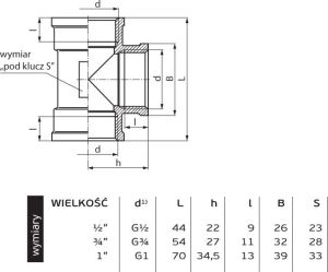 Perfexim Trójnik mosiężny GW 1" (07-216-0250-000) 2