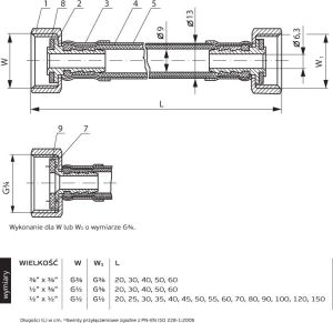 Wężyk przyłączeniowy Perfexim PHA-9110WW GW / GW 3/8" x 3/8" (06-001-1010-030) 2